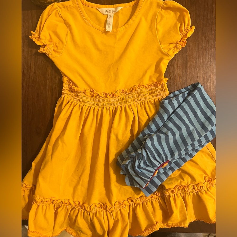 Matilda Jane yellow dress with matching stripe leggings